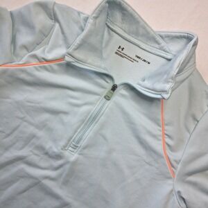 Under Armour Youth Girls Light Blue 1/4 Zip Long Sleeve Pullover Top‎